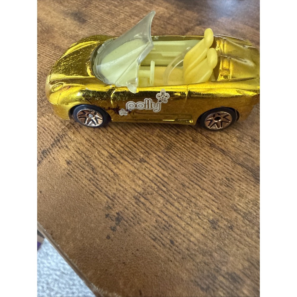 Polly Pocket Gold Convertible Car J1679 2007 Mattel Polly Wheels Diecast
